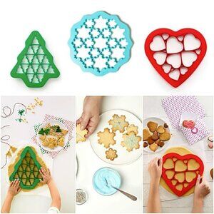 Lékué Holidays Baking Cookie Cutters Kid Adult Chef Heart Snowflake Winter Fun